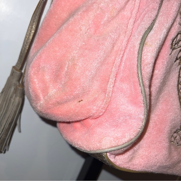 SOLD Vintage Pink Juicy Couture Tote Bag Purse Terry Cloth Preloved Palm Tree - Picture 13 of 14